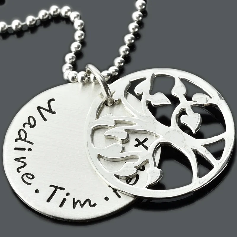 SCHMUCK MIT GRAVUR, LEBENSBAUM KETTE, NAMENSSCHMUCK