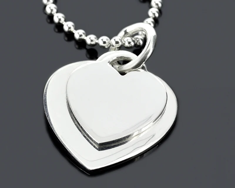 HERZ SCHMUCK HALSKETTE DAMEN SILBERSCHMUCK, HERZEN DESIGNERKETTE GRAVUR