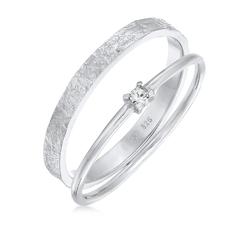 Bandring Set Solitär | Mit Kristallen von Swarovski® (Weiß)