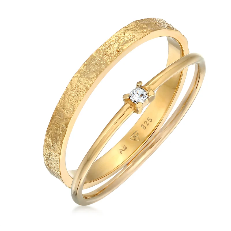 Bandring Set Solitär | Mit Kristallen von Swarovski® (Weiß)
