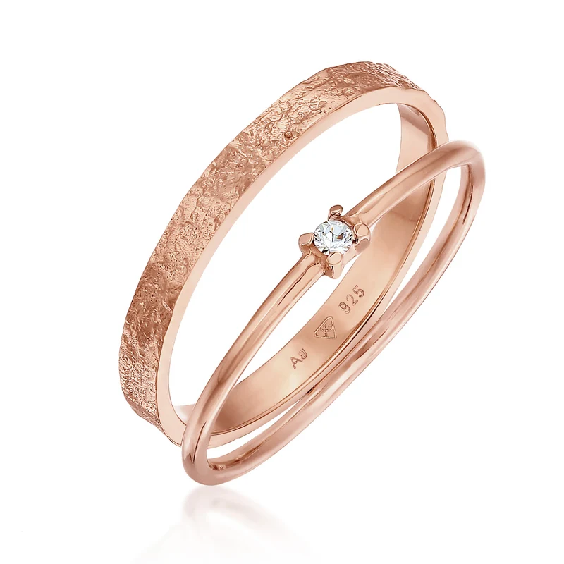 Bandring Set Solitär | Mit Kristallen von Swarovski® (Weiß)