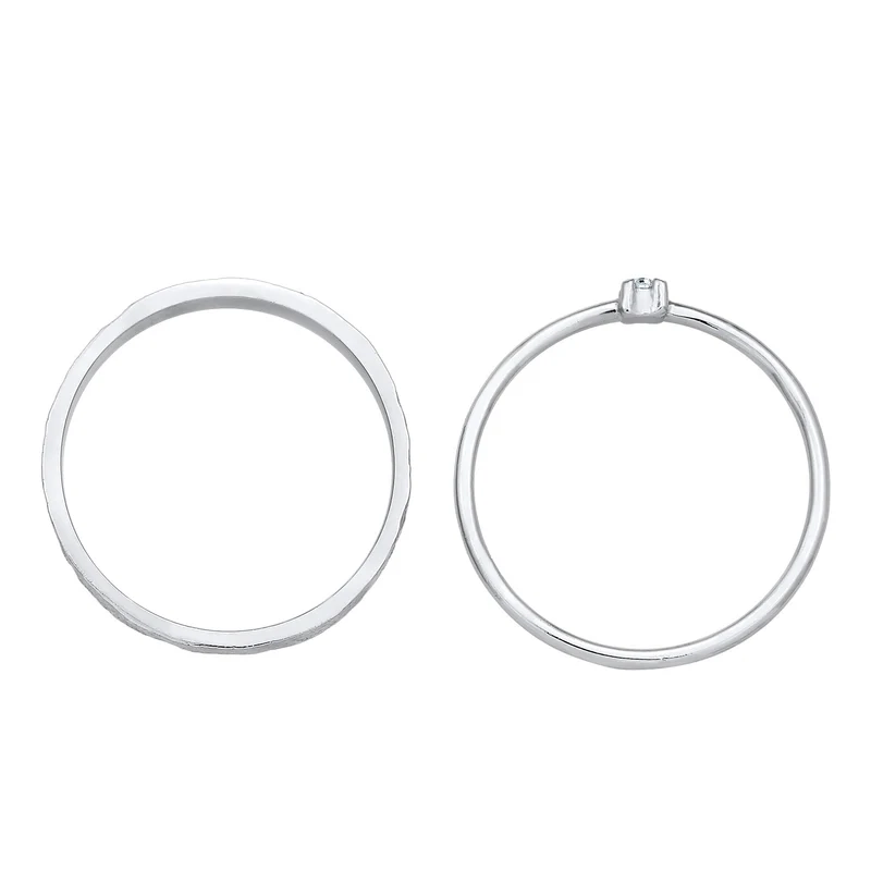 Bandring Set Solitär | Mit Kristallen von Swarovski® (Weiß)