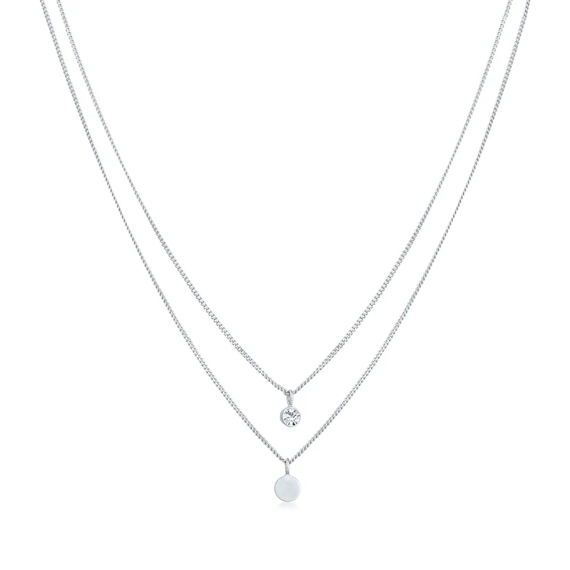 Layer-Halskette Plättchen | Mit Kristallen von Swarovski® (Weiß)