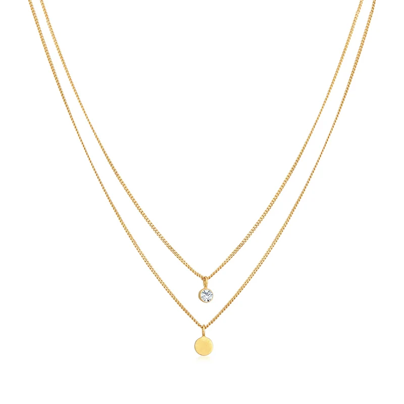 Layer-Halskette Plättchen | Mit Kristallen von Swarovski® (Weiß)