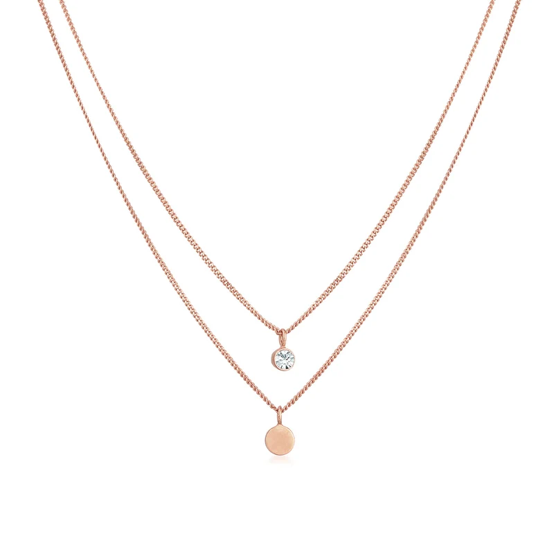Layer-Halskette Plättchen | Mit Kristallen von Swarovski® (Weiß)