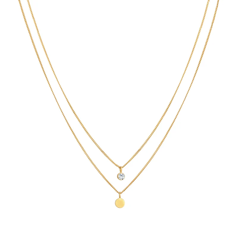 Layer-Halskette Plättchen | Mit Kristallen von Swarovski® (Weiß)