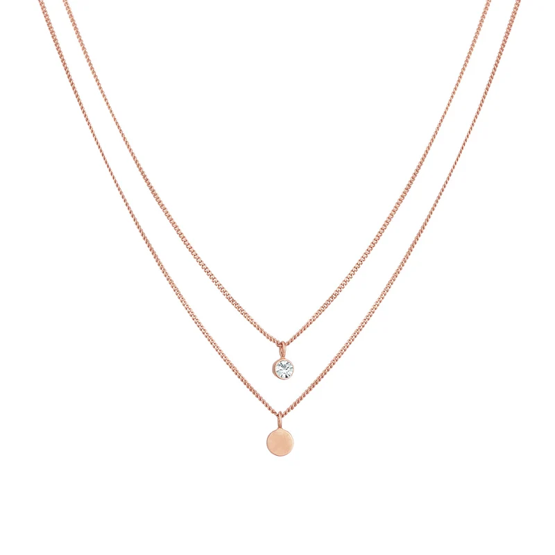 Layer-Halskette Plättchen | Mit Kristallen von Swarovski® (Weiß)