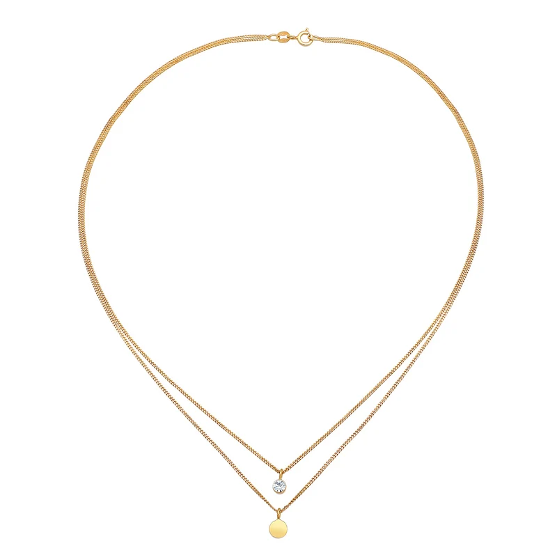 Layer-Halskette Plättchen | Mit Kristallen von Swarovski® (Weiß)