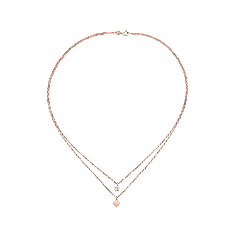 Layer-Halskette Plättchen | Mit Kristallen von Swarovski® (Weiß)