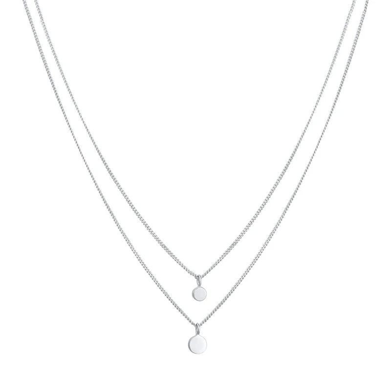 Layer-Halskette Plättchen | Mit Kristallen von Swarovski® (Weiß)
