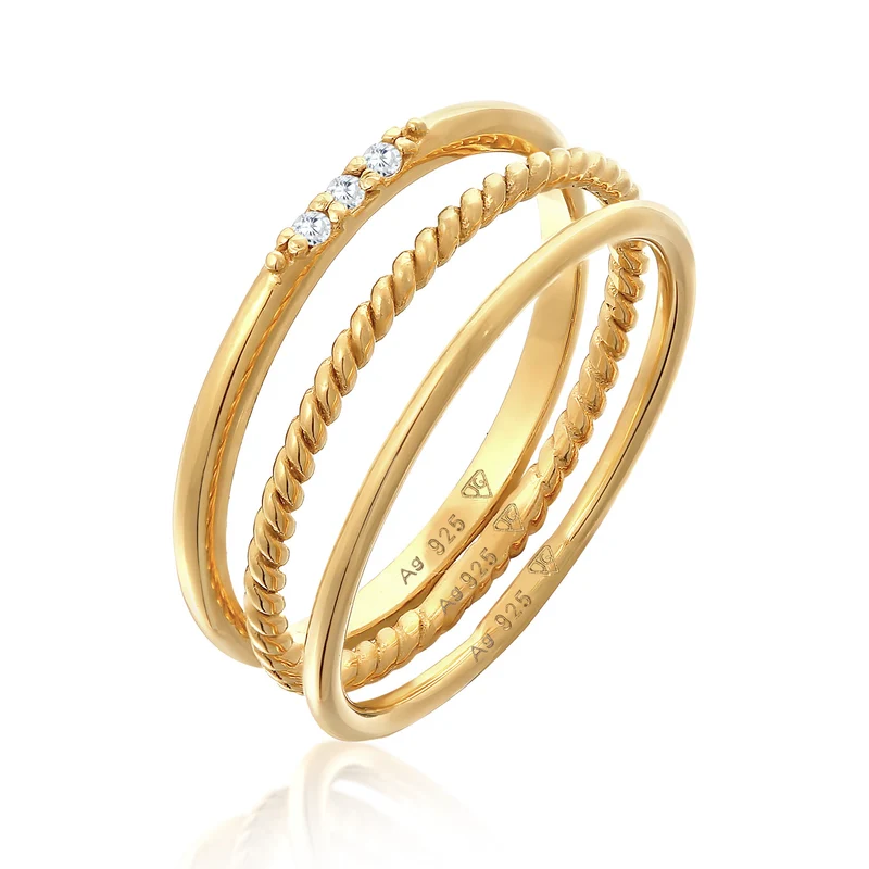 Stapelring Set | Zirkonia (Weiß)