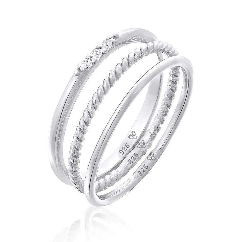 Stapelring Set | Zirkonia (Weiß)