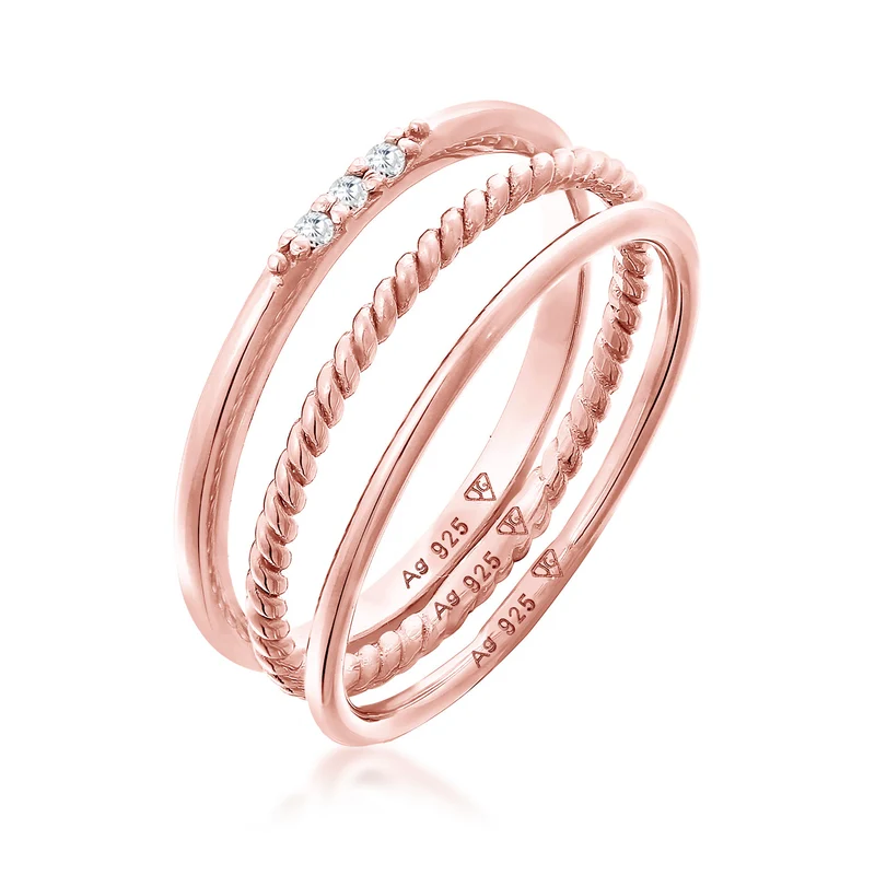 Stapelring Set | Zirkonia (Weiß)