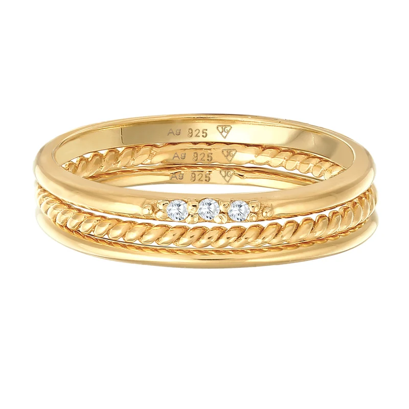 Stapelring Set | Zirkonia (Weiß)