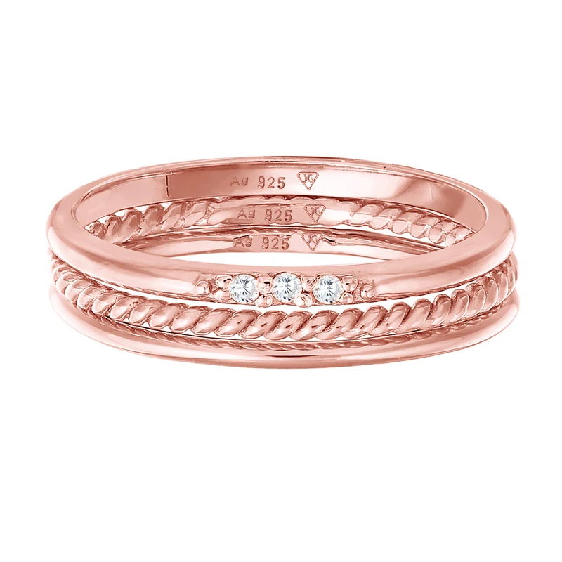 Stapelring Set | Zirkonia (Weiß)