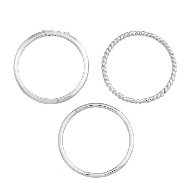 Stapelring Set | Zirkonia (Weiß)