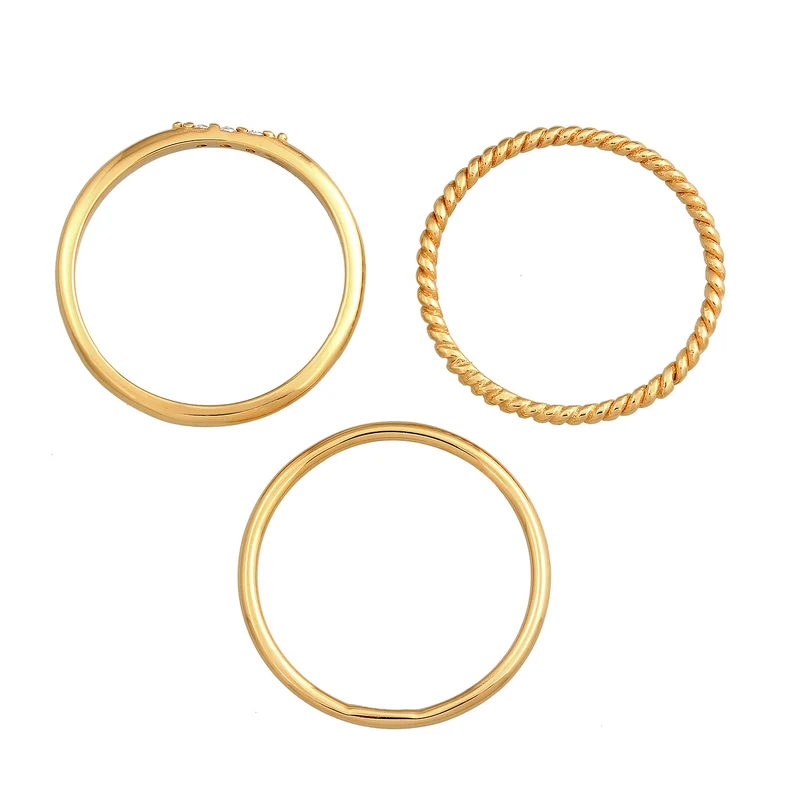 Stapelring Set | Zirkonia (Weiß)
