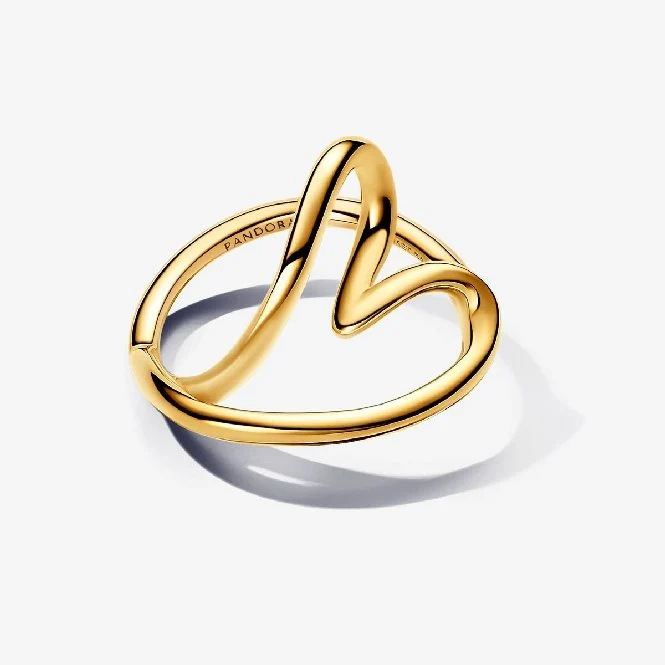 Gold Organically Shaped Heart Ring, Size 48