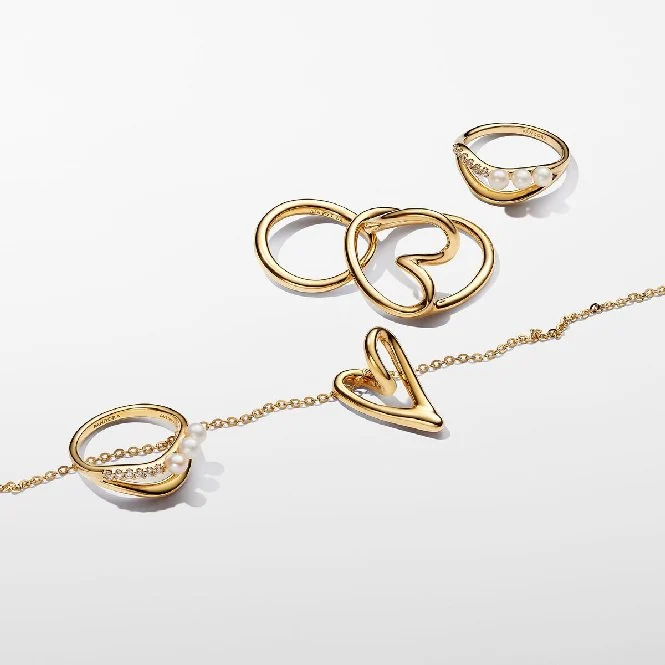 Gold Organically Shaped Heart Ring, Size 48