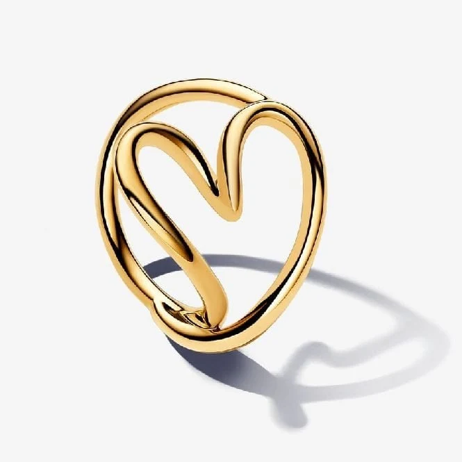 Gold Organically Shaped Heart Ring, Size 48