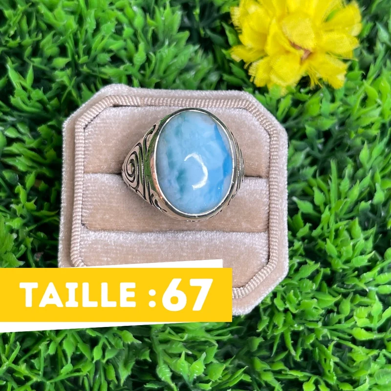 Larimar Tribal Silber Siegelring #3