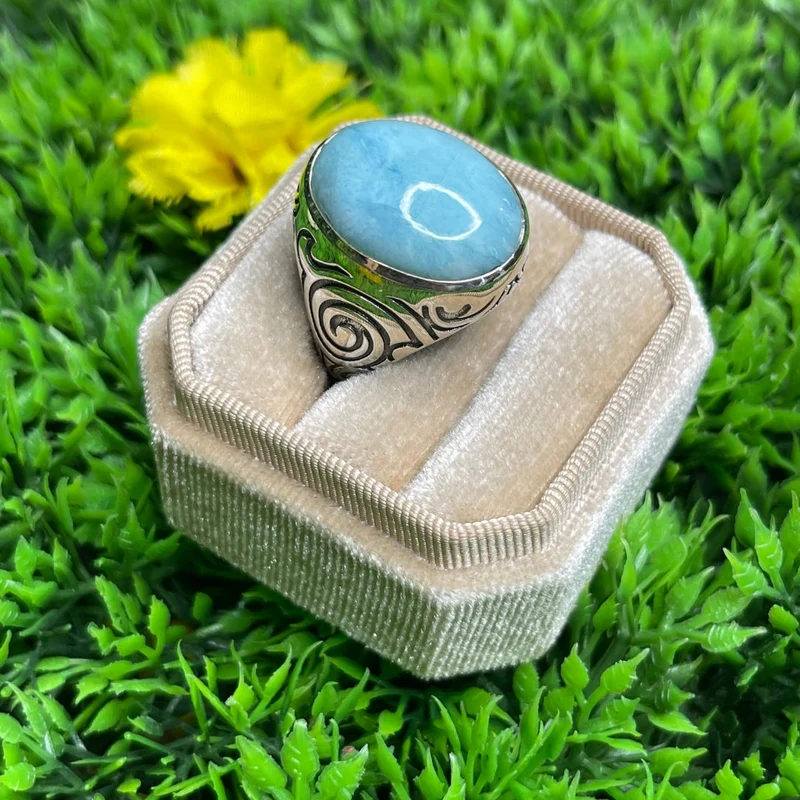Larimar Tribal Silber Siegelring #2