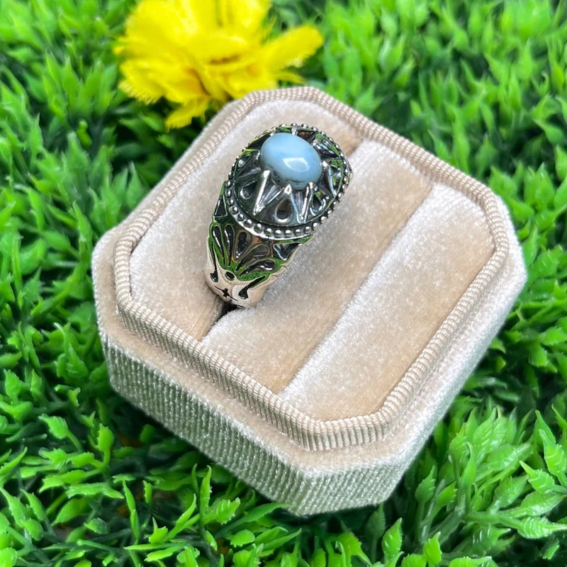Silberner Larimar-Stern-Siegelring Nr. 1