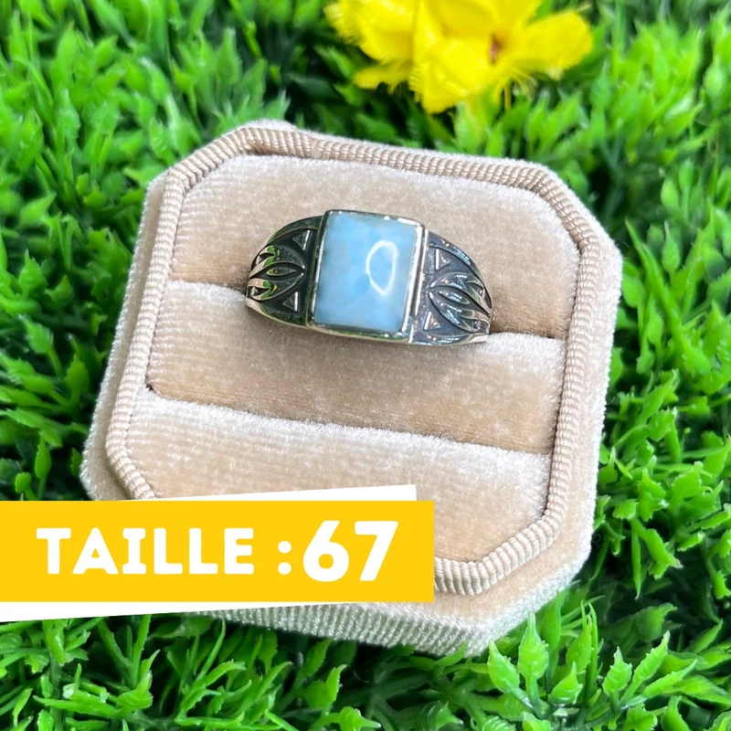 Silberner Larimar-Pfeil-Siegelring Nr. 4