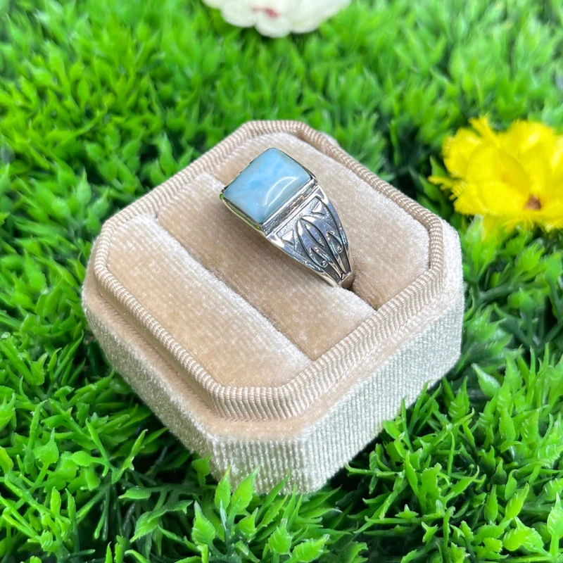 Silberner Larimar-Pfeil-Siegelring Nr. 4