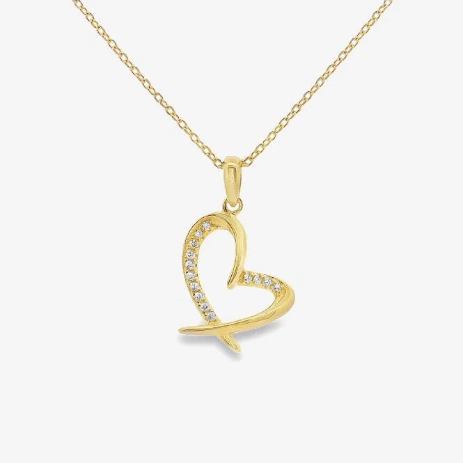 Gold and CZ Heart Pendant Necklace