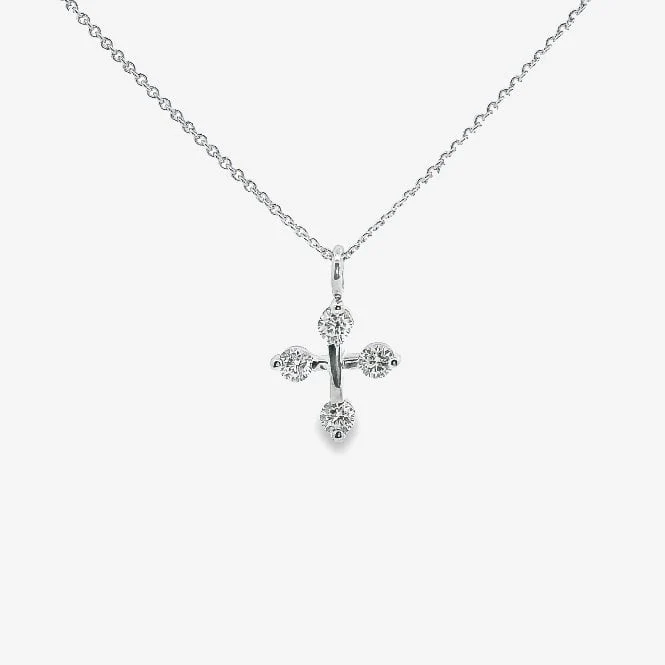 Silver & CZ Tip Cross Pendant Necklace