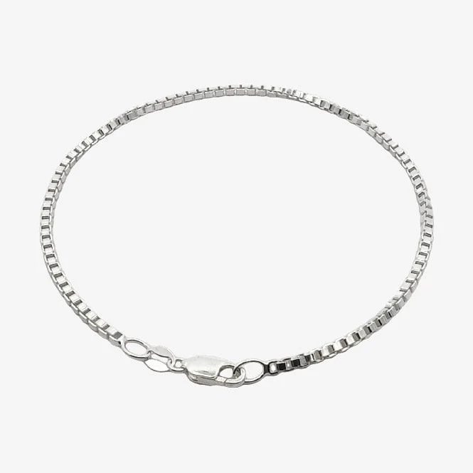 Silver Box Chain 2mm Bracelet, 21cm