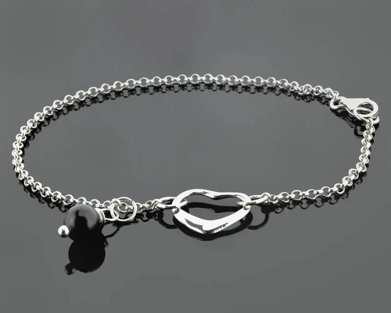 SILBERSCHMUCK ONLINE, DESIGNERARMBAND, ARMBAND SILBER, HERZ ANHÄNGER