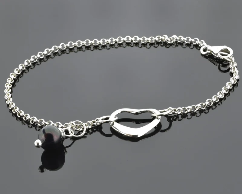 SILBERSCHMUCK ONLINE, DESIGNERARMBAND, ARMBAND SILBER, HERZ ANHÄNGER
