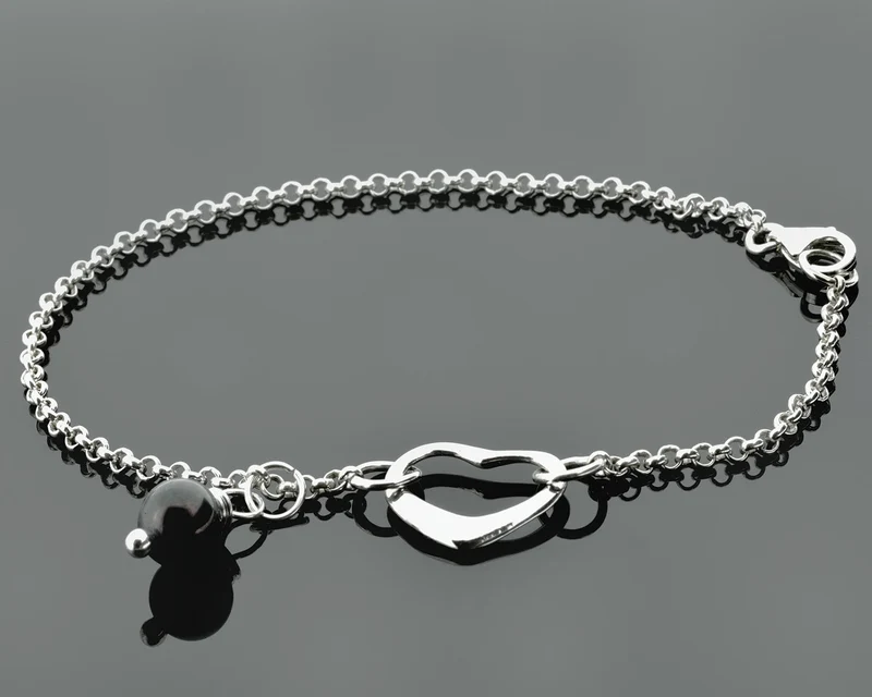 SILBERSCHMUCK ONLINE, DESIGNERARMBAND, ARMBAND SILBER, HERZ ANHÄNGER