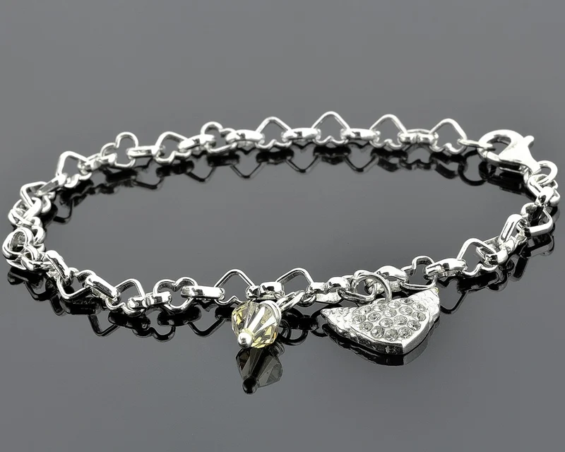 SILBERARMBAND, BETTELARMBAND, HERZARMBAND, ARMBAND FÜR CHARMS