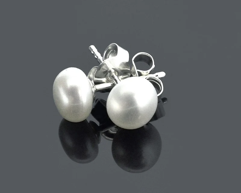 OHRSTECKER SÜßWASSERPERLE, WEIßE PERLEN, HOCHZEIT SCHMUCK