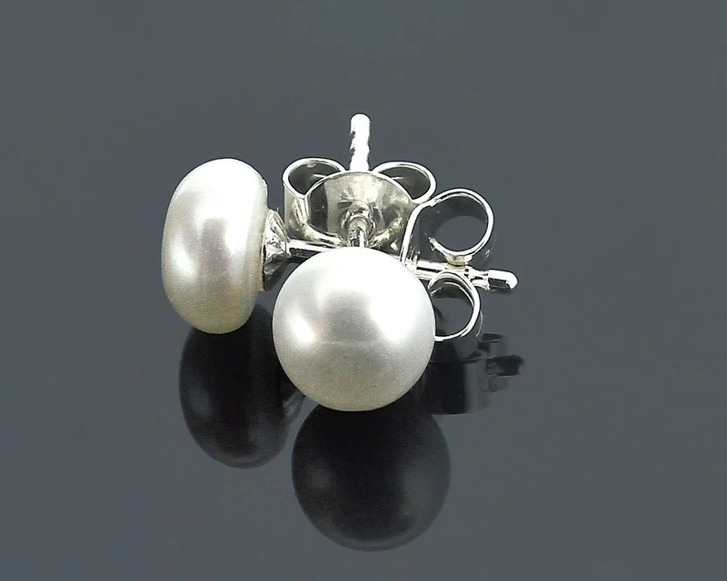 OHRSTECKER SÜßWASSERPERLE, WEIßE PERLEN, HOCHZEIT SCHMUCK