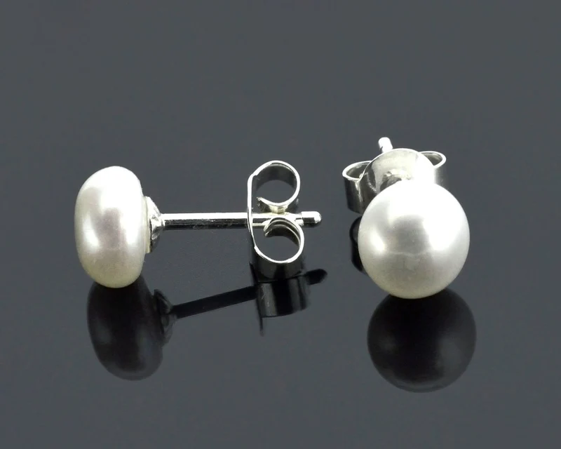 OHRSTECKER SÜßWASSERPERLE, WEIßE PERLEN, HOCHZEIT SCHMUCK