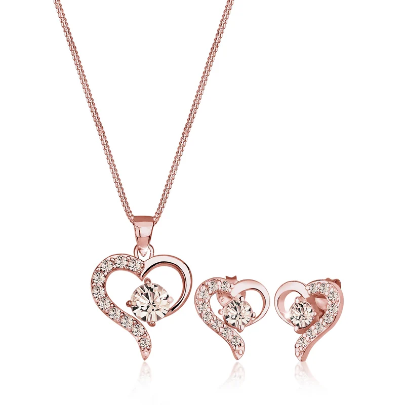 Schmuckset Herz | Mit Kristallen von Swarovski® (Weiß)