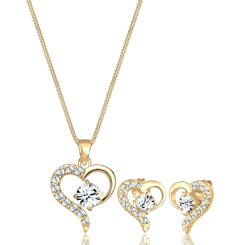 Schmuckset Herz | Mit Kristallen von Swarovski® (Weiß)