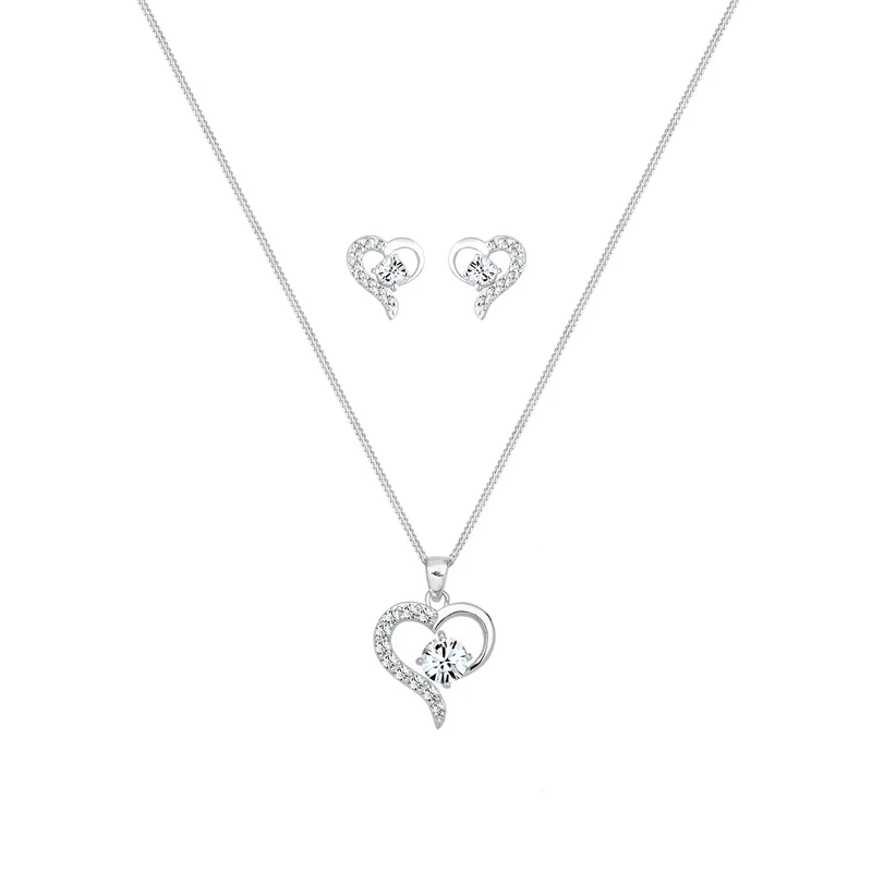 Schmuckset Herz | Mit Kristallen von Swarovski® (Weiß)