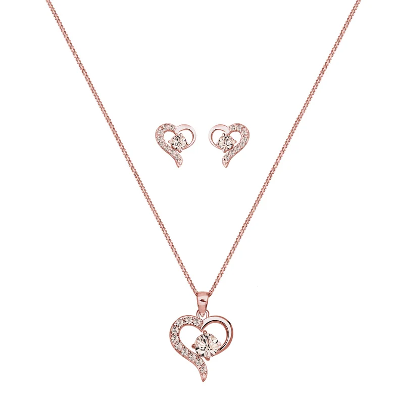 Schmuckset Herz | Mit Kristallen von Swarovski® (Weiß)