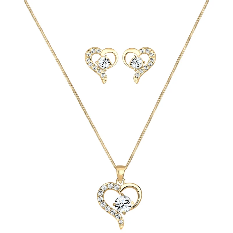 Schmuckset Herz | Mit Kristallen von Swarovski® (Weiß)
