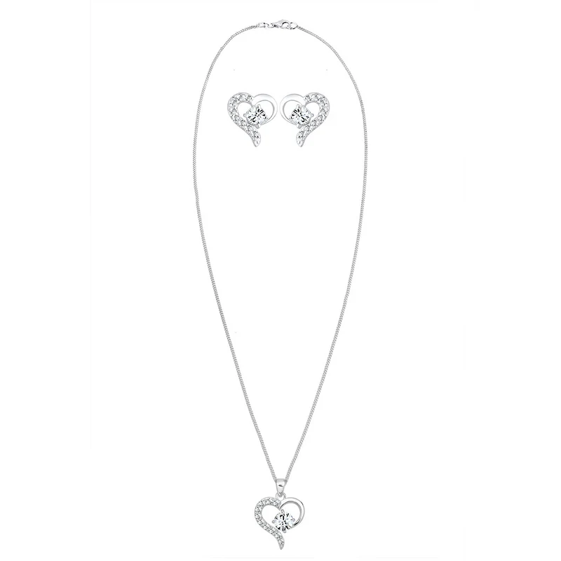 Schmuckset Herz | Mit Kristallen von Swarovski® (Weiß)