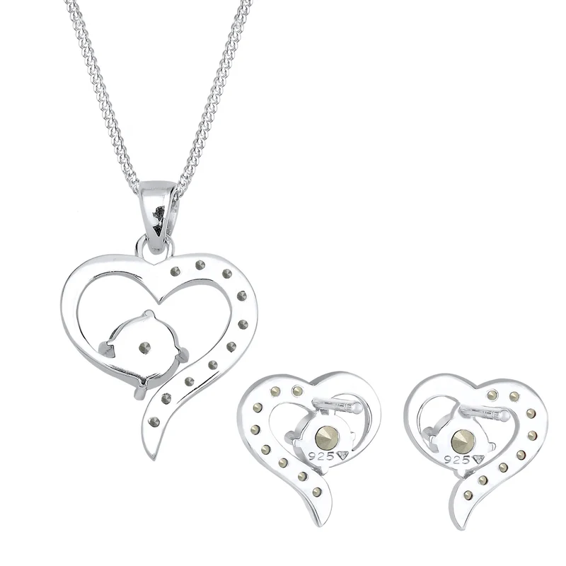 Schmuckset Herz | Mit Kristallen von Swarovski® (Weiß)