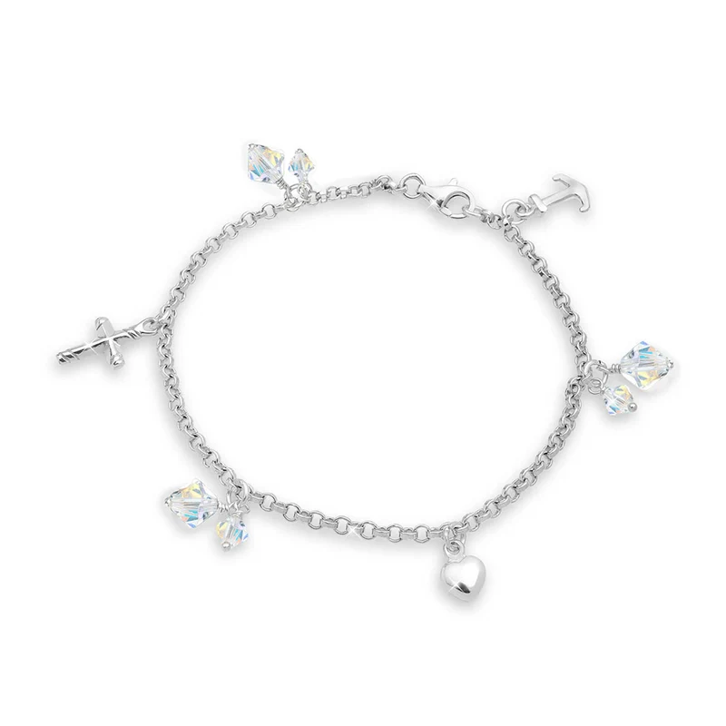 Bettelarmband Anker | Kristall ( Weiß )