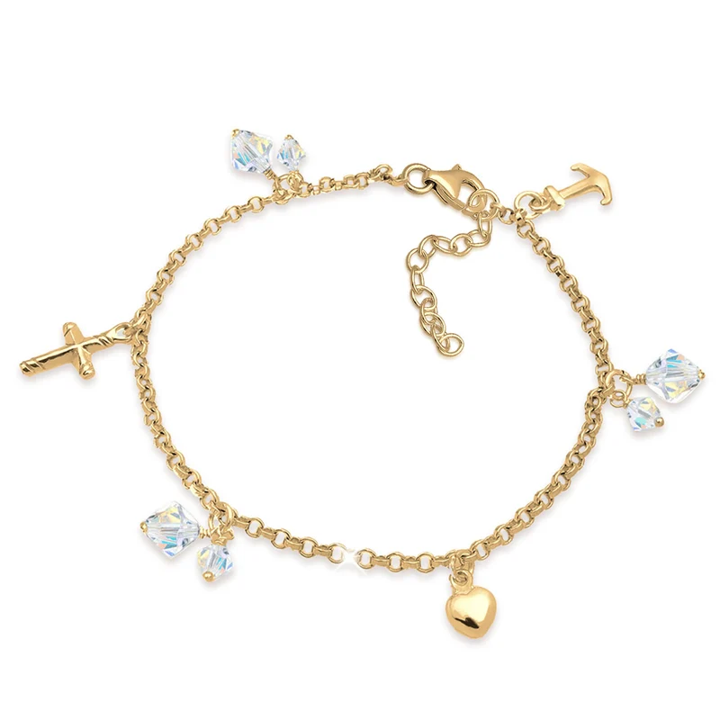 Bettelarmband Anker | Kristall ( Weiß )