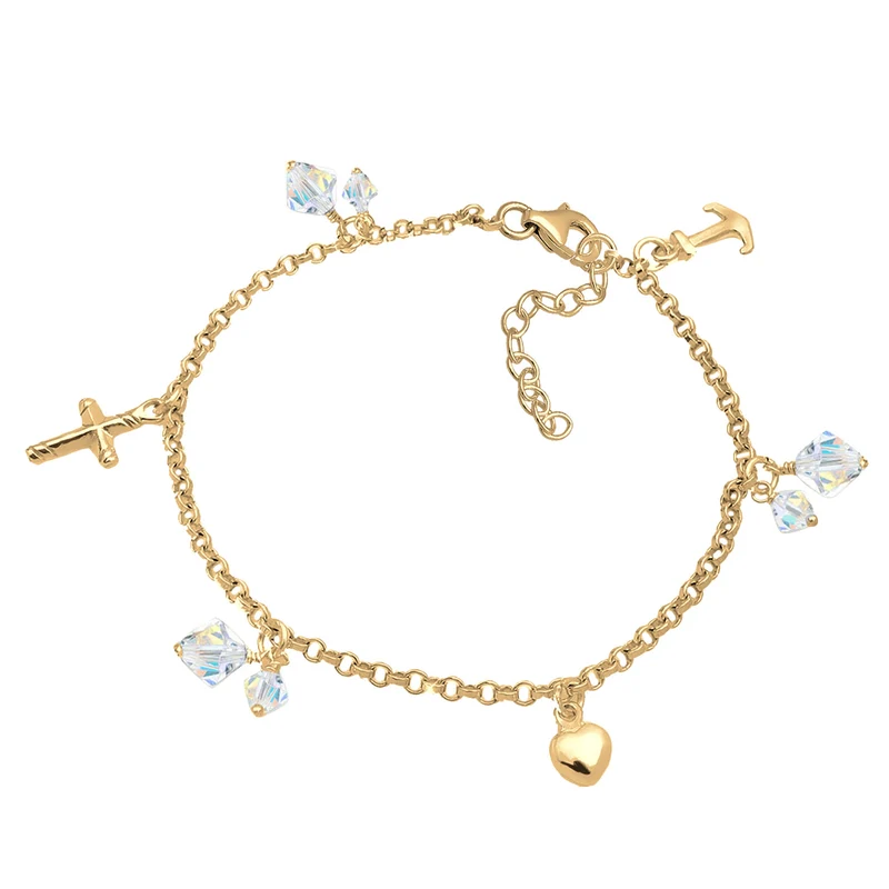 Bettelarmband Anker | Kristall ( Weiß )