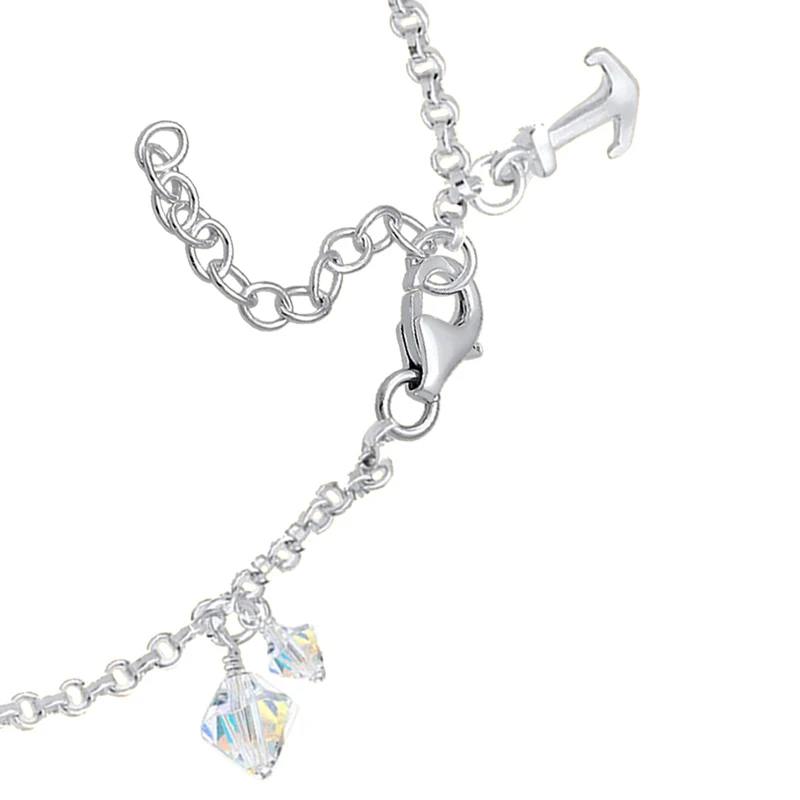 Bettelarmband Anker | Kristall ( Weiß )